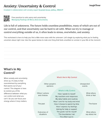 Anxiety: Uncertainty & Control