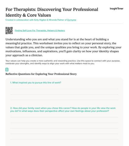 Explore Professional Identity and Core Values for Therapists