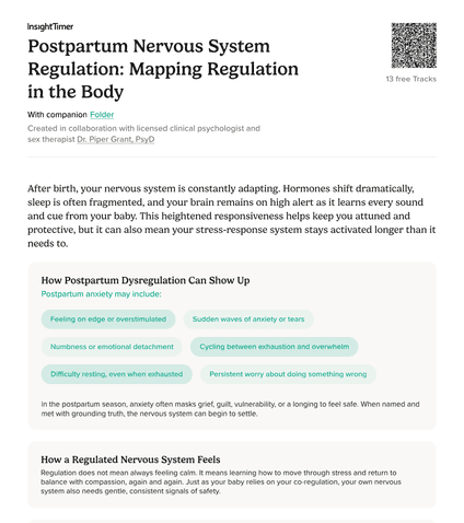 Postpartum Nervous System Regulation: Mapping Regulation in the Body