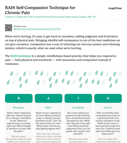 RAIN Self-Compassion Technique for Chronic Pain