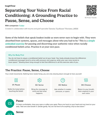 Separating Your Voice From Racial Conditioning: A Grounding Practice to Pause, Sense, and Choose