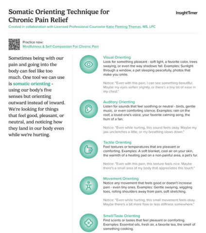Somatic Orienting Technique for Chronic Pain Relief