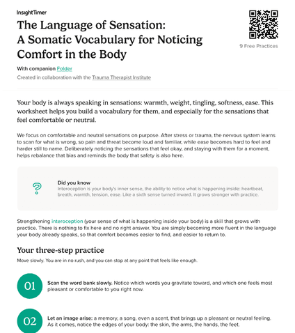 The Language of Sensation: A Somatic Vocabulary for Noticing Comfort in the Body